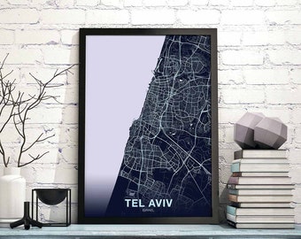 TEL AVIV Israel poster color Hometown City Print Modern Home Decor Office Decoration Wall Art Dorm Bedroom Gift