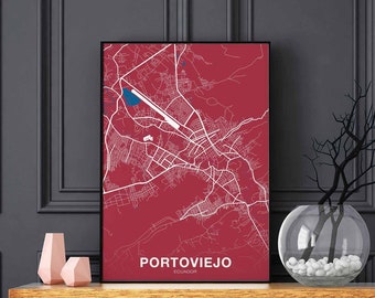 PARTOVIEJO Ecuador poster color Hometown City Print Modern Home Decor Office Decoration Wall Art Dorm Bedroom Gift