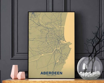ABERDEEN Great Britain poster color Hometown City Print Modern Home Decor Office Decoration Wall Art Dorm Bedroom Gift