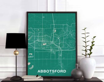 ABBOTSFORD Canada map poster color Hometown City Print Modern Home Decor Office Decoration Wall Art Dorm Bedroom Gift