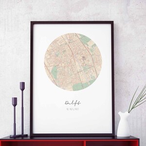 DELFT Nederland kaart poster wand decor ontwerp modern minimaal nordic reizen slaapkamer thuis kunst vintage retro slaapzaal kinderkamer housewarming