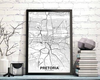 PRETORIA South Africa map poster Hometown City Print Modern Home Decor Office Decoration Wall Art Dorm Bedroom Gift