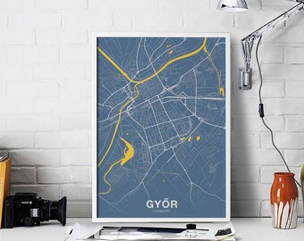 GYOR Hungary poster color Hometown City Print Modern Home Decor Office Decoration Wall Art Dorm Bedroom Gift