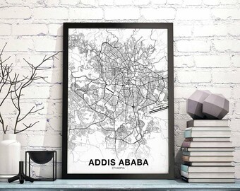 ADDIS ABABA Ethiopia map poster Hometown City Print Modern Home Decor Office Decoration Wall Art Dorm Bedroom Gift