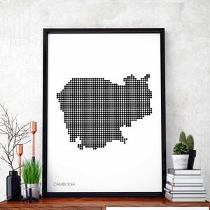 KAMBODSCHA Landkarte Karte retro schwarz weiss Wand Dekor Design modern schweizerisch skandinavisch elegant Einweihungsparty