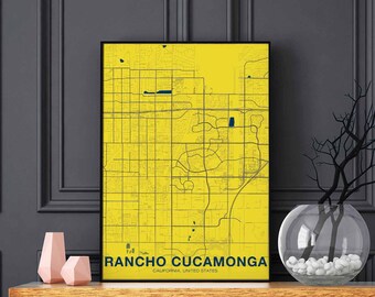 RANCHO CUCAMONGA California CA usa poster color Hometown City Print Modern Home Decor Office Decoration Wall Art Dorm Bedroom Gift