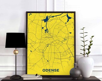 ODENSE Denmark poster color Hometown City Print Modern Home Decor Office Decoration Wall Art Dorm Bedroom Gift