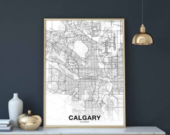 CALGARY Canada map poster Hometown City Print Modern Home Decor Office Decoration Wall Art Dorm Bedroom Gift