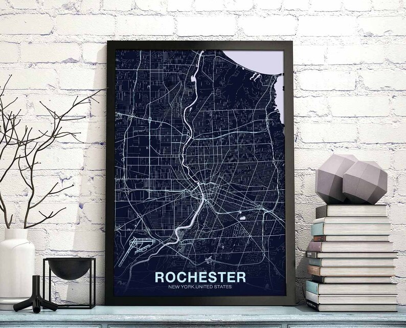 ROCHESTER New York NY USA Map Poster Color Hometown City Print Modern ...