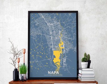 NAPA California CA USA poster color Hometown City Print Modern Home Decor Office Decoration Wall Art Dorm Bedroom Gift