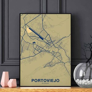 PORTOVIEJO Ecuador poster kleur Woonplaats Stad Print Modern Home Decor Kantoor Decoratie Wall Art Slaapzaal Slaapkamer Cadeau