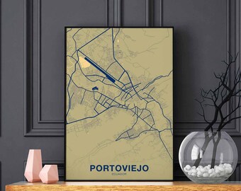 PORTOVIEJO Ecuador poster color Hometown City Print Modern Home Decor Office Decoration Wall Art Dorm Bedroom Gift