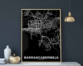 BARRANCABERMEJA Colombia map poster black white Hometown City Print Modern Home Decor Office Decoration Wall Art Dorm Bedroom Gift