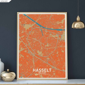 HASSELT Belgien Landkarte Poster schwarz weiß Wand Dekor Design modern skandinavisch minimalistisch nordisch Einweihungsparty Reise Schlafzimmer