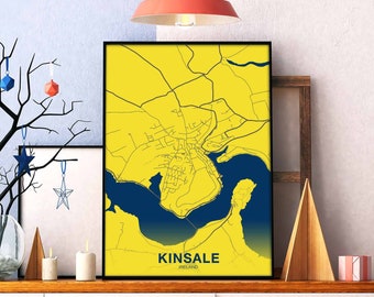KINSALE Ireland map poster color Hometown City Print Modern Home Decor Office Decoration Wall Art Dorm Bedroom Gift