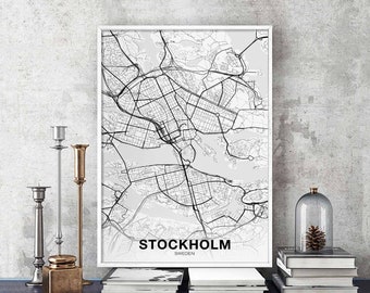 STOCKHOLM Sweden map poster Hometown City Print Modern Home Decor Office Decoration Wall Art Dorm Bedroom Gift