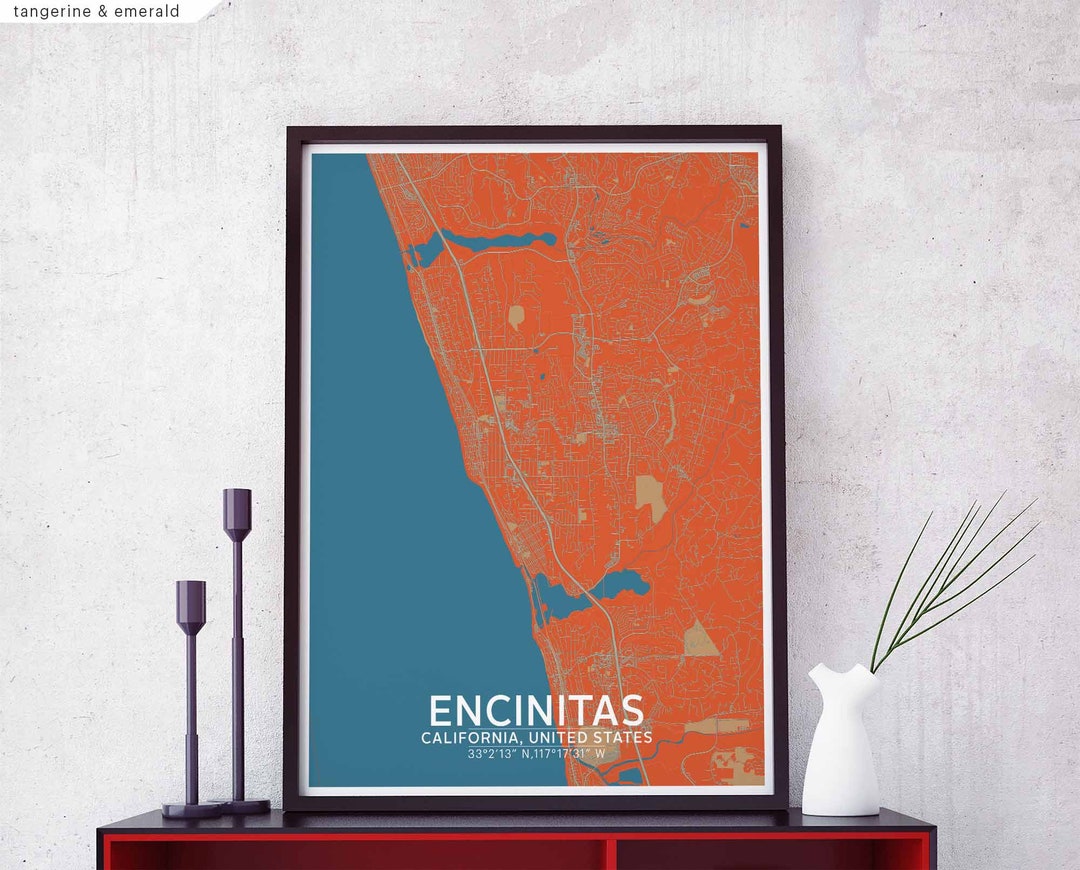 ENCINITAS California USA Map Poster Black White Hometown City Print ...