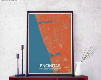 ENCINITAS California USA map poster black white Hometown City Print Modern Home Decor Office Decoration Wall Art Dorm Bedroom Gift