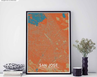SAN JOSE California USA map poster black white wall decor design modern scandinavian minimal nordic housewarming travel bedroom