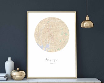 NAGOYA Japan map poster wall decor design modern minimal nordic travel bedroom home art vintage retro dorm nursery housewarming