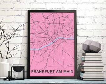 FRANKFURT AM MAIN Germany poster color Hometown City Print Modern Home Decor Office Decoration Wall Art Dorm Bedroom Gift