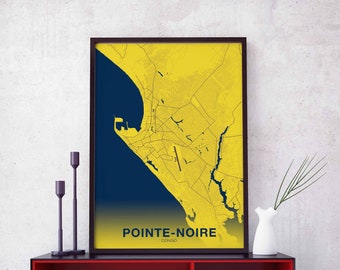 POINTE-NOIRE Congo map poster color Hometown City Print Modern Home Decor Office Decoration Wall Art Dorm Bedroom Gift