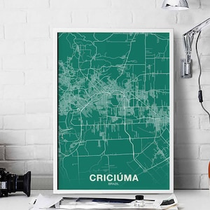 CRICIUMA brésil carte affiche couleur ville natale ville impression moderne décor à la maison bureau décoration mur art dortoir chambre cadeau