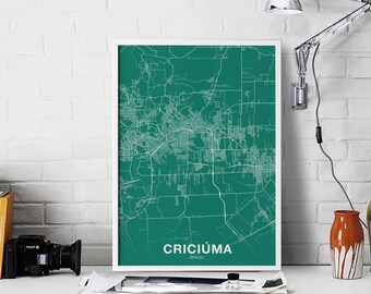 CRICIUMA Brazil map poster color Hometown City Print Modern Home Decor Office Decoration Wall Art Dorm Bedroom Gift