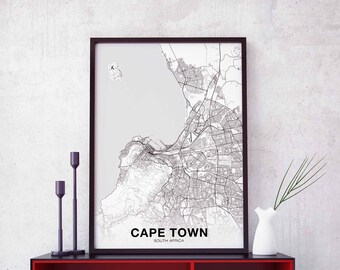 CAPE TOWN South Africa map poster Hometown City Print Modern Home Decor Office Decoration Wall Art Dorm Bedroom Gift
