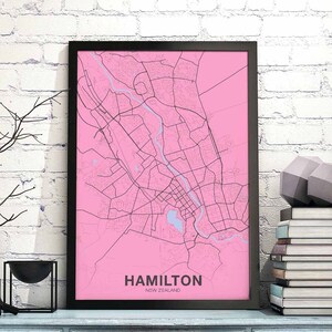 HAMILTON nouvelle-zélande carte affiche couleur ville natale ville impression moderne décor à la maison bureau décoration mur art dortoir chambre cadeau