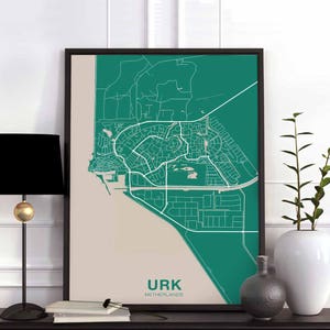 URK Nederland kaart poster kleur Woonplaats Stad Print Modern Home Decor Kantoor Decoratie Wall Art Slaapzaal Slaapkamer Cadeau