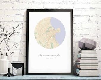 SCARBOROUGH Great Britain UK map poster wall decor design modern minimal nordic travel bedroom home art vintage retro dorm nursery