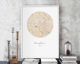 DRESDEN Germany map poster wall decor design modern minimal nordic travel bedroom home art vintage retro dorm nursery housewarming