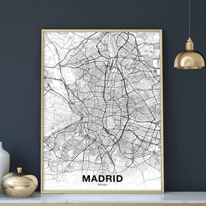 Póster con mapa de MADRID, España, ciudad natal, impresión moderna, decoración del hogar, decoración de la oficina, arte de pared, dormitorio, regalo