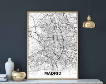 MADRID Spain map poster Hometown City Print Modern Home Decor Office Decoration Wall Art Dorm Bedroom Gift