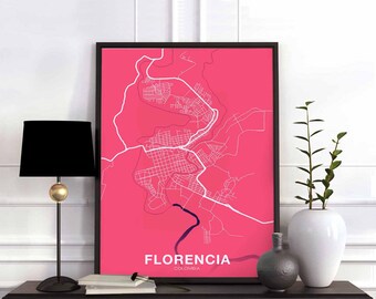 FLORENCIA Colombia map poster color Hometown City Print Modern Home Decor Office Decoration Wall Art Dorm Bedroom Gift