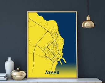 ASAAB Eritrea map poster color Hometown City Print Modern Home Decor Office Decoration Wall Art Dorm Bedroom Gift