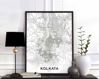 KOLKATA Calcutta India map poster Hometown City Print Modern Home Decor Office Decoration Wall Art Dorm Bedroom Gift