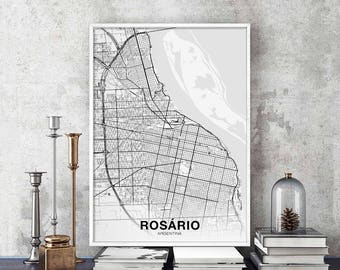 ROSARIO Argentina map poster black white Hometown City Print Modern Home Decor Office Decoration Wall Art Dorm Bedroom Gift