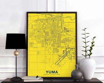 YUMA Arizona AZ US map poster color Hometown City Print Modern Home Decor Office Decoration Wall Art Dorm Bedroom Gift