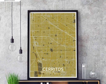 CERRITOS Colorado USA map poster black white Hometown City Print Modern Home Decor Office Decoration Wall Art Dorm Bedroom Gift