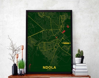 NDOLA Zambia poster color Hometown City Print Modern Home Decor Office Decoration Wall Art Dorm Bedroom Gift