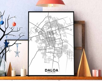 DALOA Ivory Coast map poster black white Hometown City Print Modern Home Decor Office Decoration Wall Art Dorm Bedroom Gift