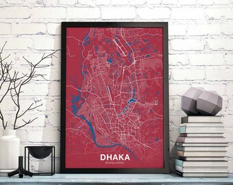 DHAKA Bangladesh poster color Hometown City Print Modern Home Decor Office Decoration Wall Art Dorm Bedroom Gift