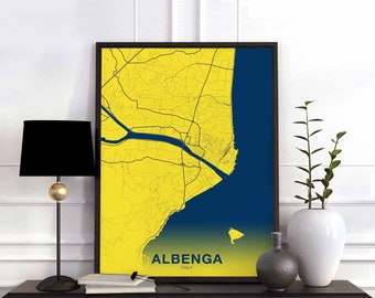 ALBENGA Italy map poster color Hometown City Print Modern Home Decor Office Decoration Wall Art Dorm Bedroom Gift
