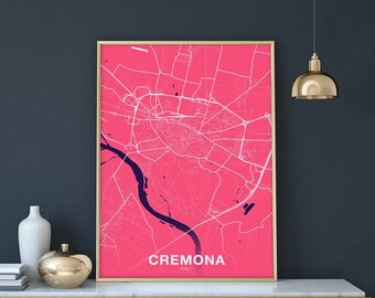 CREMONA Italy map poster color Hometown City Print Modern Home Decor Office Decoration Wall Art Dorm Bedroom Gift