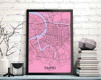 TAIPEI Taiwan map poster color Hometown City Print Modern Home Decor Office Decoration Wall Art Dorm Bedroom Gift