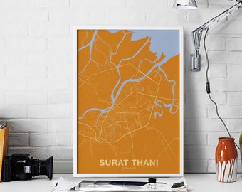 SURAT THANI Thailand poster color Hometown City Print Modern Home Decor Office Decoration Wall Art Dorm Bedroom Gift