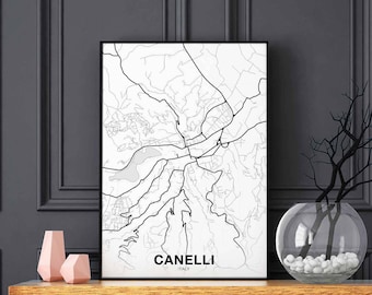 CANELLI Italy map poster Hometown City Print Modern Home Decor Office Decoration Wall Art Dorm Bedroom Gift
