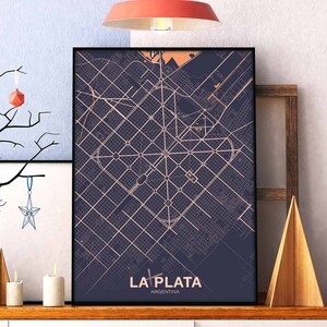 LA PLATA Argentine carte affiche couleur ville natale ville impression moderne décor à la maison bureau décoration mur art dortoir chambre cadeau art
